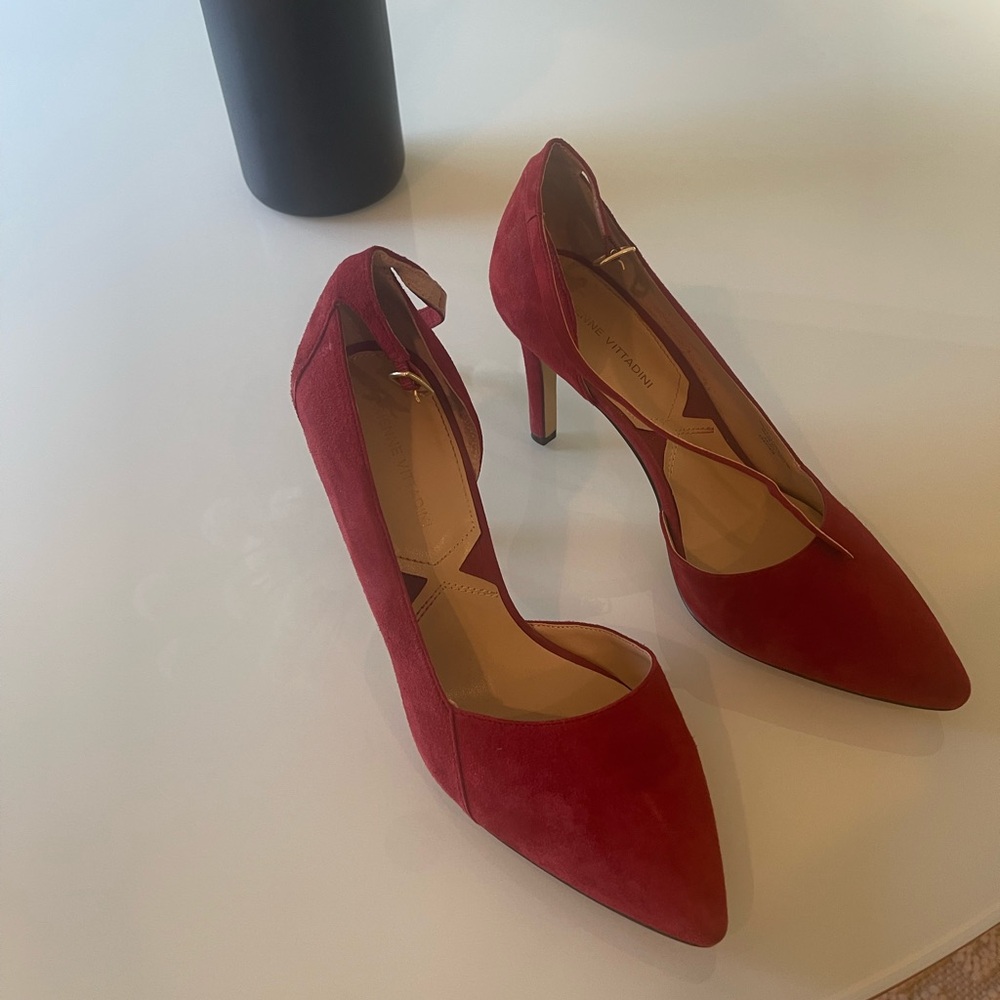 Adrienne Vittadini Red Suede Heels